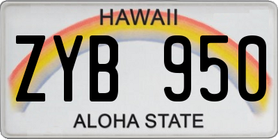 HI license plate ZYB950
