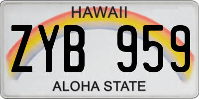 HI license plate ZYB959