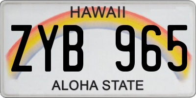 HI license plate ZYB965