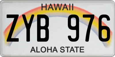 HI license plate ZYB976