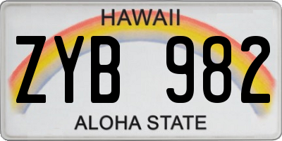 HI license plate ZYB982