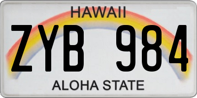 HI license plate ZYB984