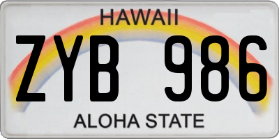HI license plate ZYB986