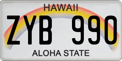 HI license plate ZYB990