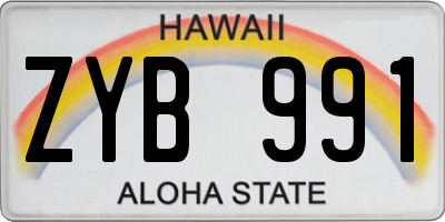 HI license plate ZYB991