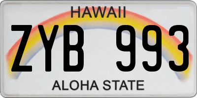 HI license plate ZYB993