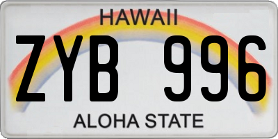 HI license plate ZYB996