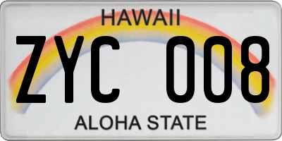 HI license plate ZYC008