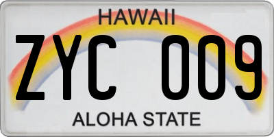 HI license plate ZYC009