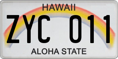 HI license plate ZYC011