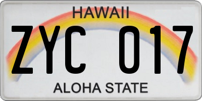 HI license plate ZYC017