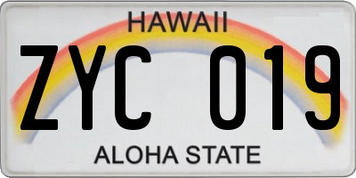 HI license plate ZYC019