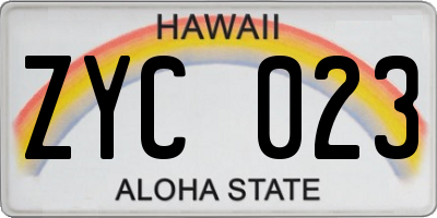 HI license plate ZYC023
