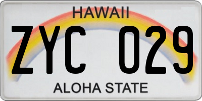 HI license plate ZYC029