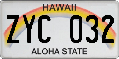 HI license plate ZYC032
