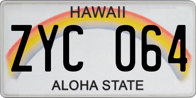 HI license plate ZYC064