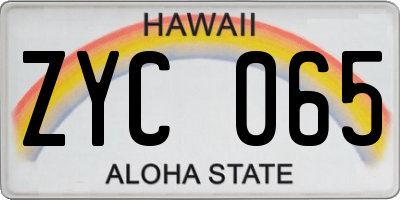 HI license plate ZYC065