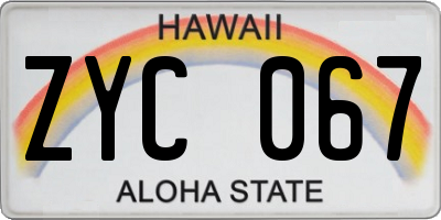 HI license plate ZYC067