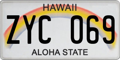 HI license plate ZYC069