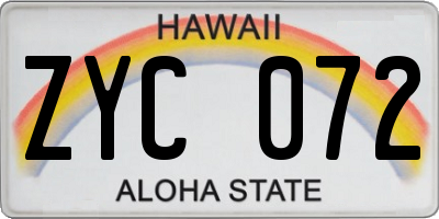 HI license plate ZYC072