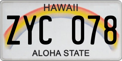 HI license plate ZYC078