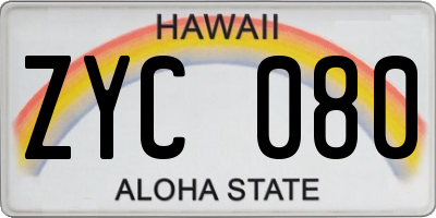 HI license plate ZYC080
