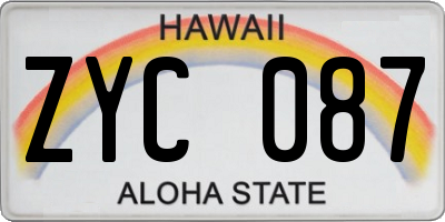 HI license plate ZYC087
