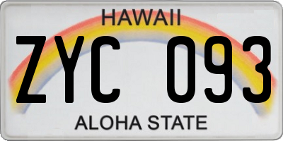 HI license plate ZYC093