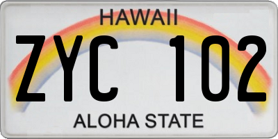 HI license plate ZYC102