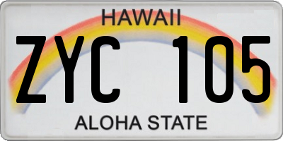 HI license plate ZYC105