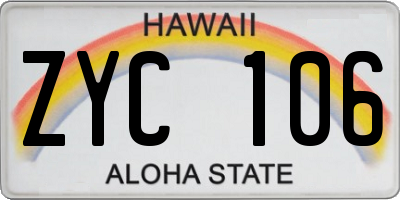 HI license plate ZYC106