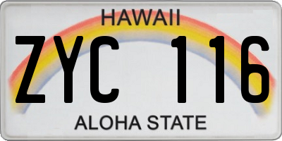 HI license plate ZYC116