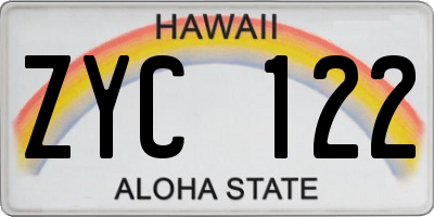 HI license plate ZYC122