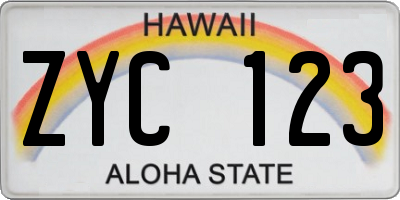 HI license plate ZYC123