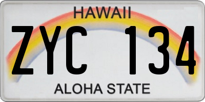 HI license plate ZYC134