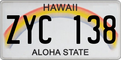 HI license plate ZYC138