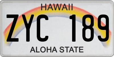HI license plate ZYC189