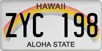 HI license plate ZYC198