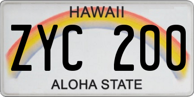 HI license plate ZYC200