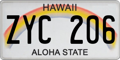 HI license plate ZYC206