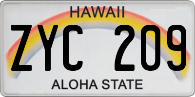 HI license plate ZYC209