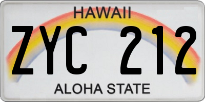 HI license plate ZYC212