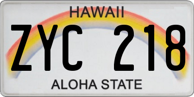HI license plate ZYC218