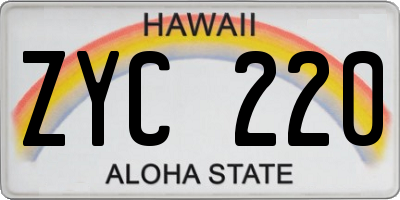 HI license plate ZYC220