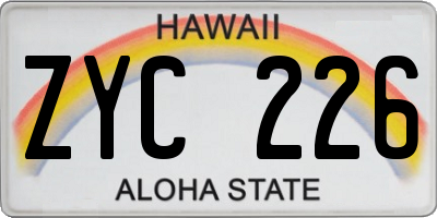 HI license plate ZYC226
