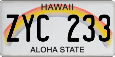 HI license plate ZYC233