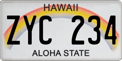 HI license plate ZYC234
