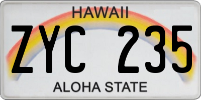 HI license plate ZYC235