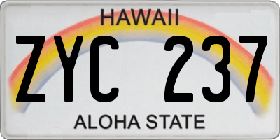 HI license plate ZYC237