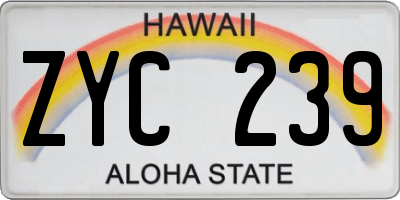 HI license plate ZYC239